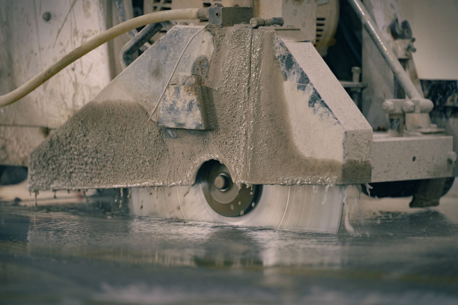 Concrete cutting work area planned around limited access in a commercial building.